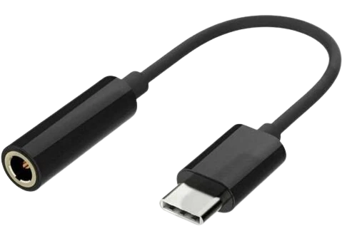 A USB-C to 3.5mm cable adaptor